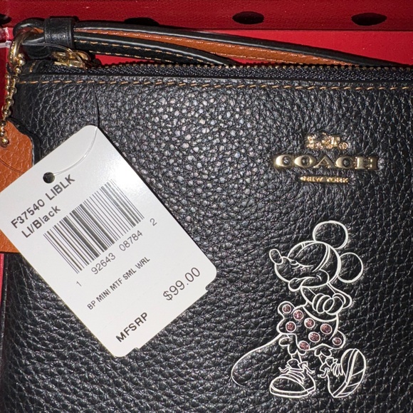 Coach x Disney Minnie Mouse small black leather pouch. New with tags and box. - Picture 2 of 4